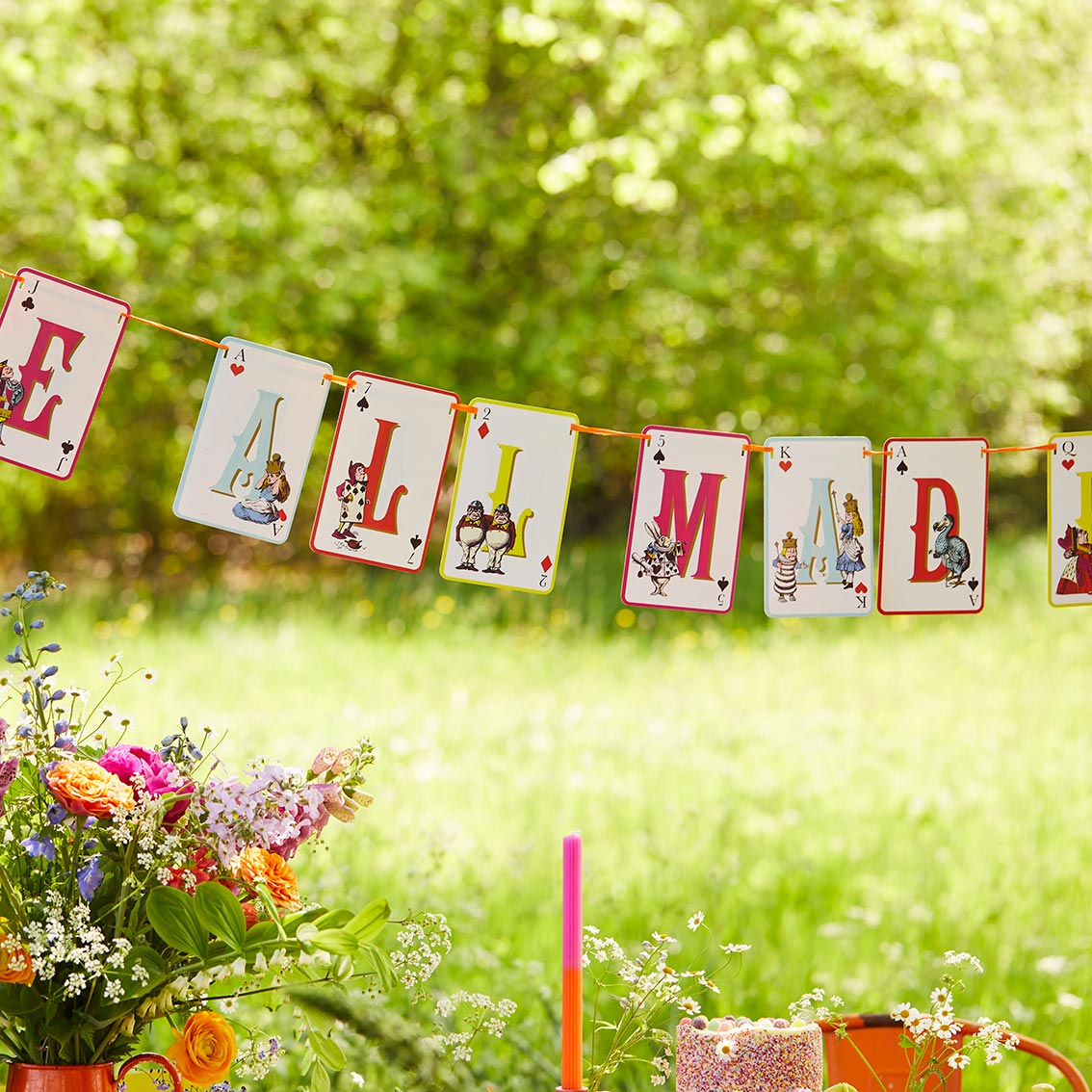 Alice in Wonderland Bright Multi Coloured Double Sided Bunting - 3m