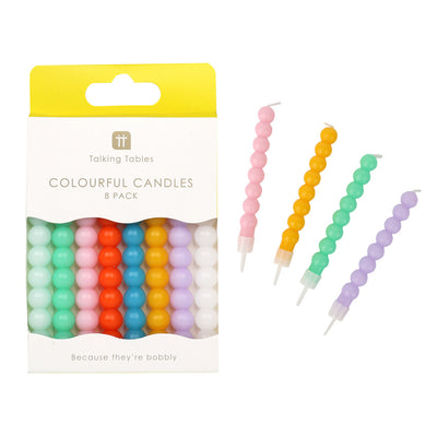 Colourful Bobble Candles - 8 Pack