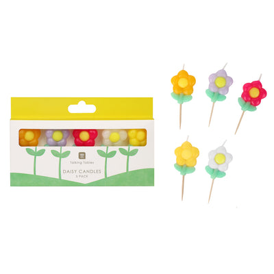 Daisy Multi Coloured Birthday Candles - 5 Pack