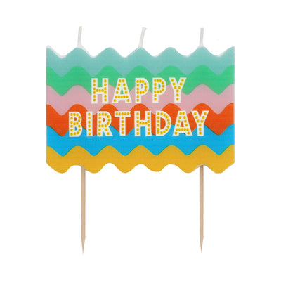 Colourful Large Wavy Happy Birthday Candle