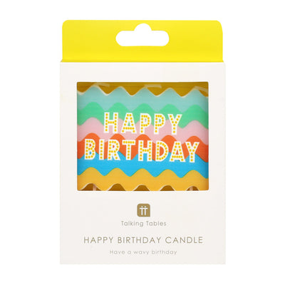 Colourful Large Wavy Happy Birthday Candle