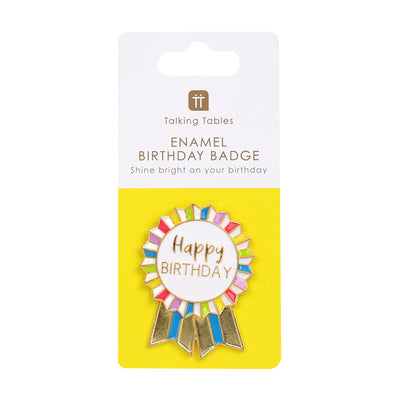 Colourful Enamel "Happy Birthday" Badge