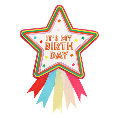 Colourful Birthday Star Rosette Badge