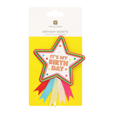 Colourful Birthday Star Rosette Badge