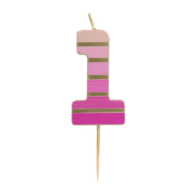 Pink & Gold Number Candle - 1