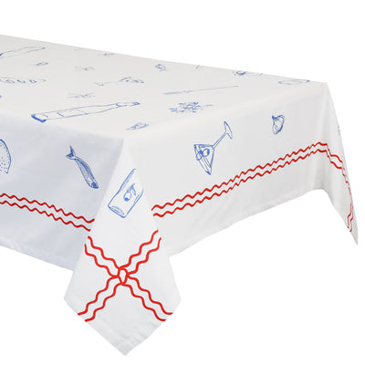 Food & Drinks Motifs Fabric Tablecloth