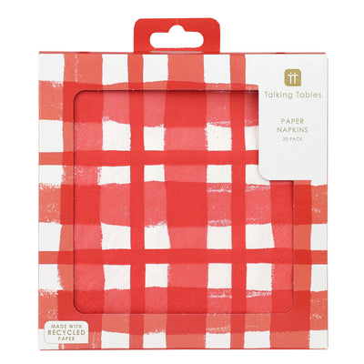 Red & White Check Napkins - 20 Pack