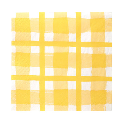 Yellow & White Check Napkins - 20 Pack