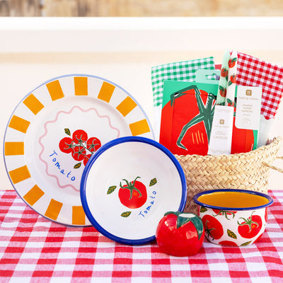 Red & White Gingham Fabric Tablecloth