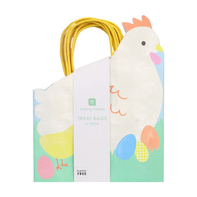 Hen Shaped Easter Paper Gift Bags - 6 Pack