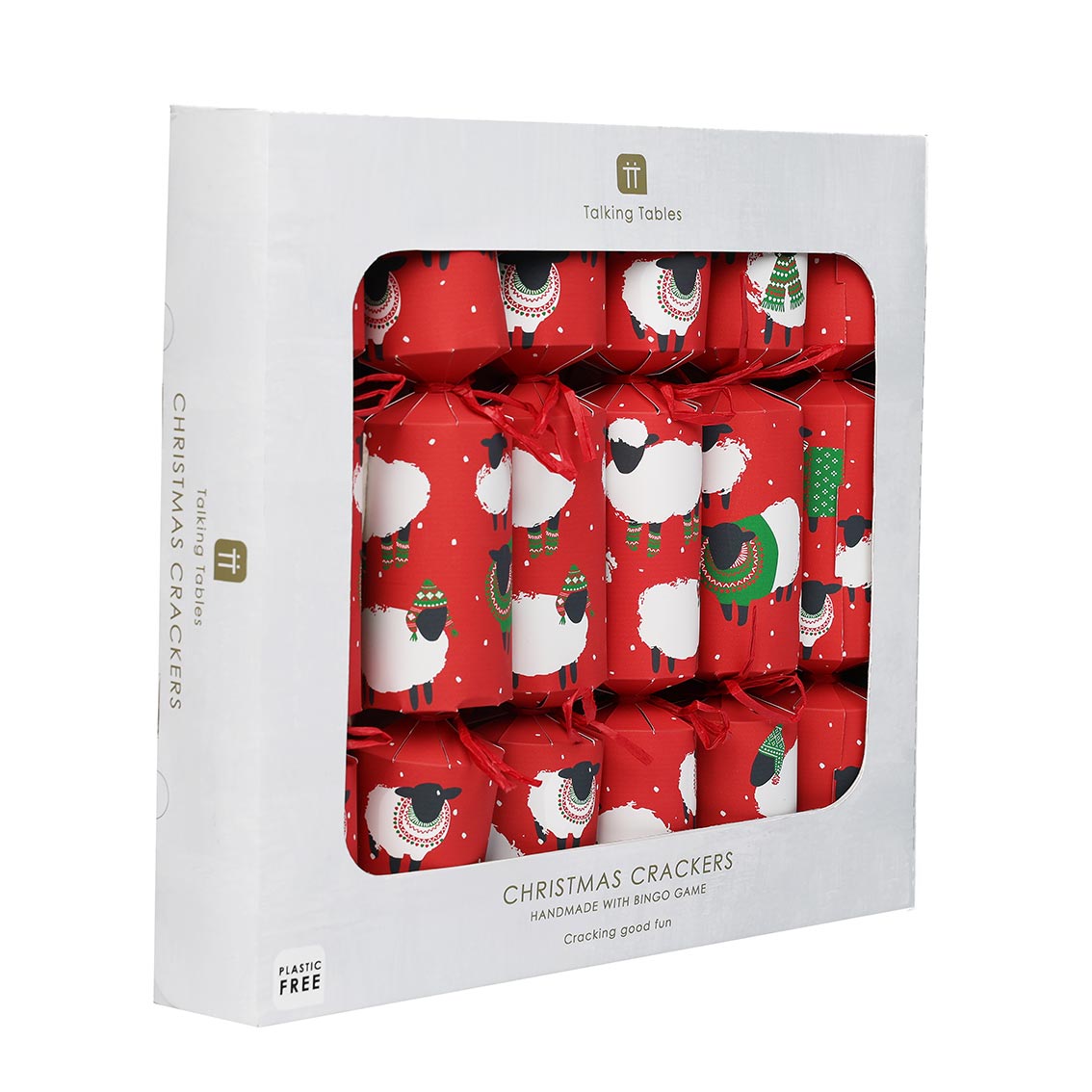 Sheep Red Christmas Crackers - 6 Pack