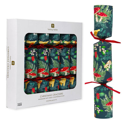 Woodland Forest Green Christmas Crackers - 6 Pack