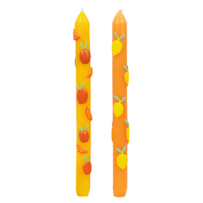 Orange & Yellow Citrus Fruit Dinner Candles - 2 Pack