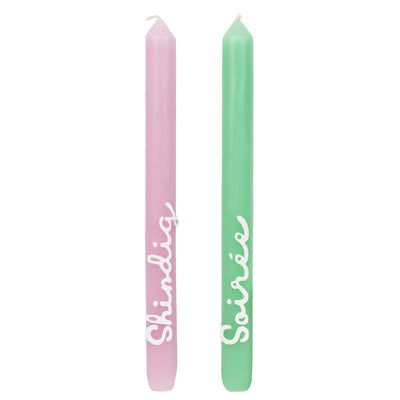 Green & Pink 'Soiree' 'Shindig' Dinner Candles - 2 Pack