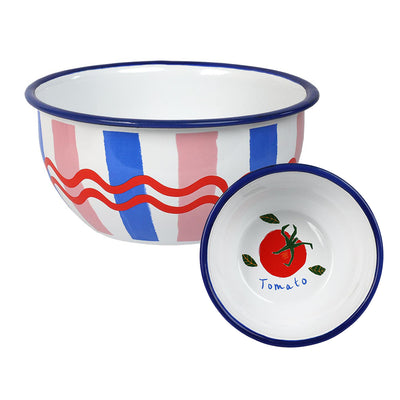 Stripe Enamel Bowl - 16cm