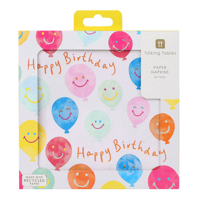 Happy Face Birthday Paper Napkins - 20 Pack: