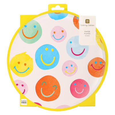 Happy Face Paper Plates - 10 Pack