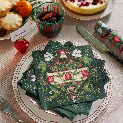 Folklore Green Christmas Paper Napkins - 20 Pack