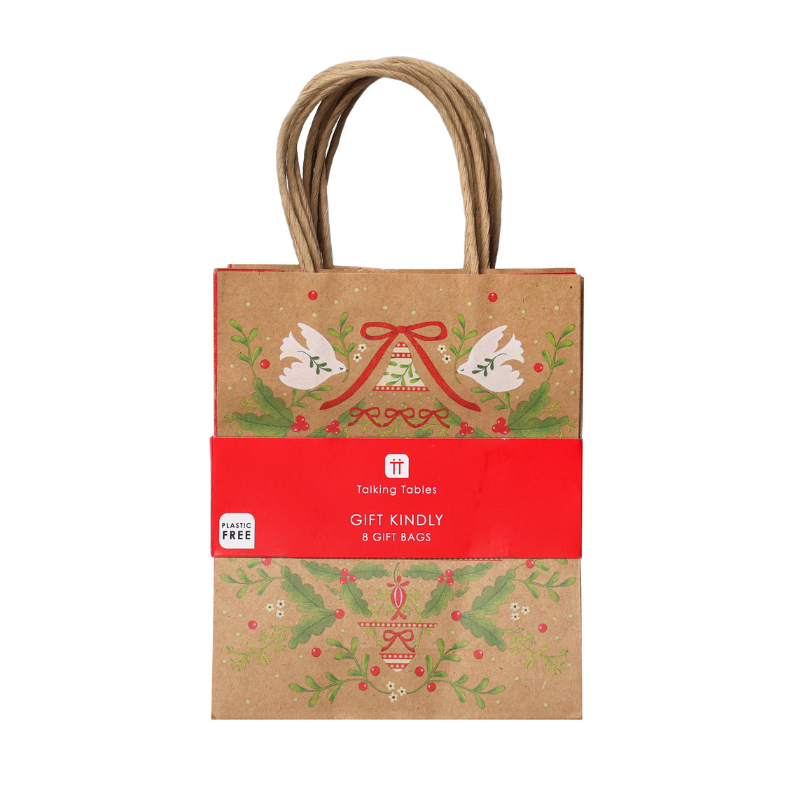 Folklore Brown Christmas Paper Gift Bags - 8 Pack