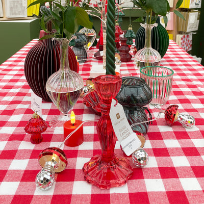 Red & White Gingham Fabric Tablecloth