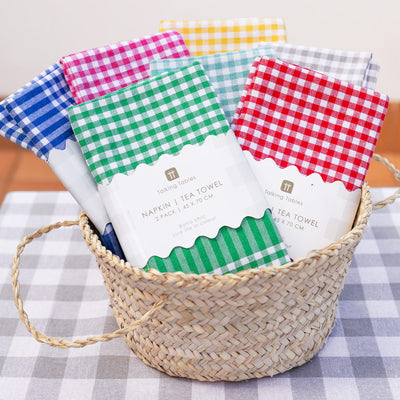 Raspberry Pink & White Gingham Tea Towels/Napkins