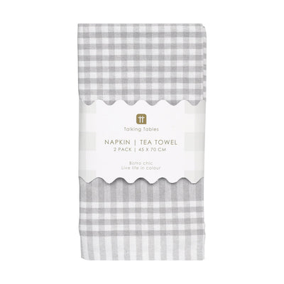 Grey & White Gingham Tea Towels/Napkins