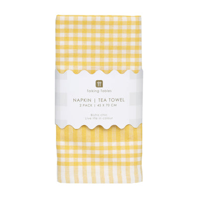 Yellow & White Gingham Tea Towels/Napkins