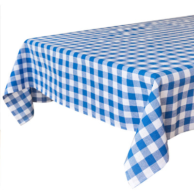 Blue & White Gingham Fabric Tablecloth