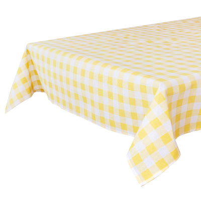 Yellow & White Gingham Fabric Tablecloth