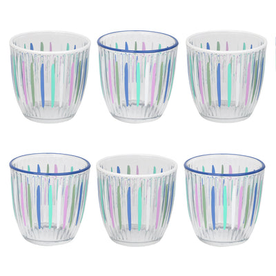 Blue & White Stripe Glass Tumblers - 6 Pack