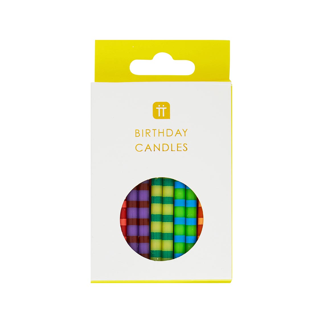 Birthday Striped Multi-Coloured Candles - 24 Pack