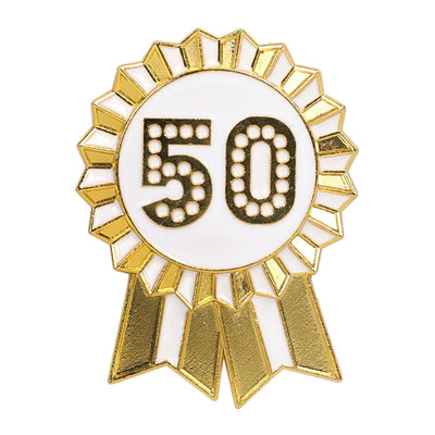 Luxe Gold Enamel Birthday Pin Badge - 50