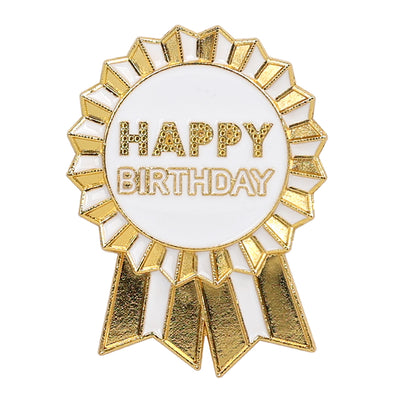 Luxe Gold Enamel "Happy Birthday" Pin Badge