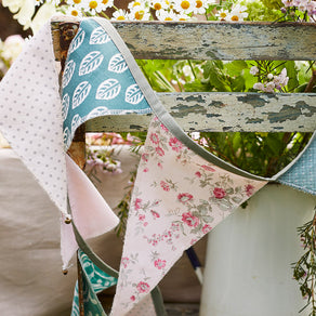 Sage and Pink Upcycled Fabric Bunting - 3m