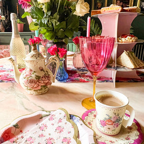 Pink Floral Scalloped Edge Paper Napkins