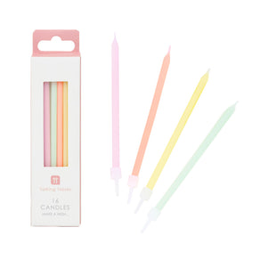 Tall Pastel Candles, 10cm - 16 Pack