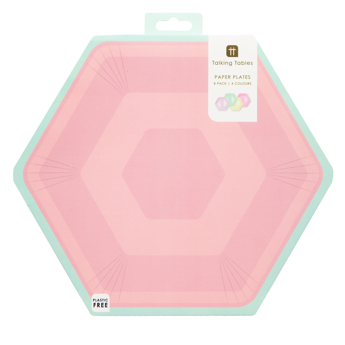 Large Hexagonal Pastel Paper Plates - 8 Pack