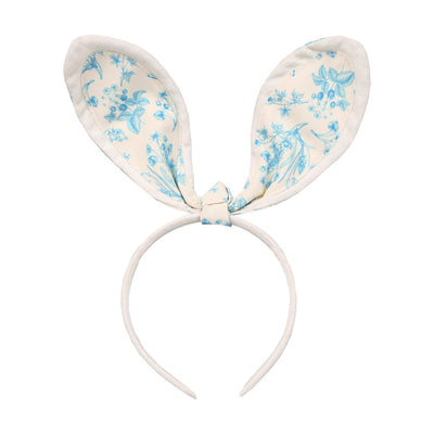 Blue & White Fabric Bunny Ears Headband