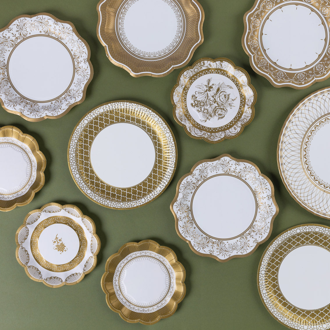 Vintage Gold Small Paper Plates - 12 Pack