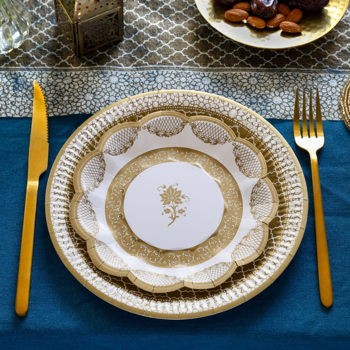 Vintage Gold Small Paper Plates - 12 Pack