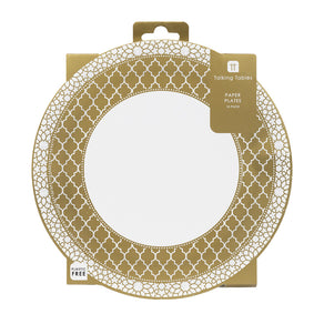 Gold & White Paper Plates - 10 Pack