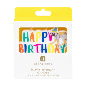 Party Safari Monkey Happy Birthday Candle