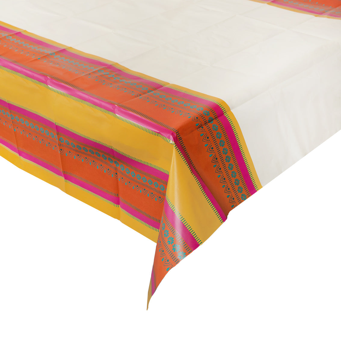 Diwali Orange, Pink & Yellow Paper Table Cover