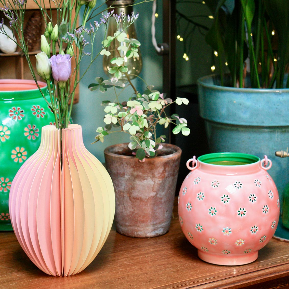 Yellow & Orange Ombre Honeycomb Paper Bud Vase