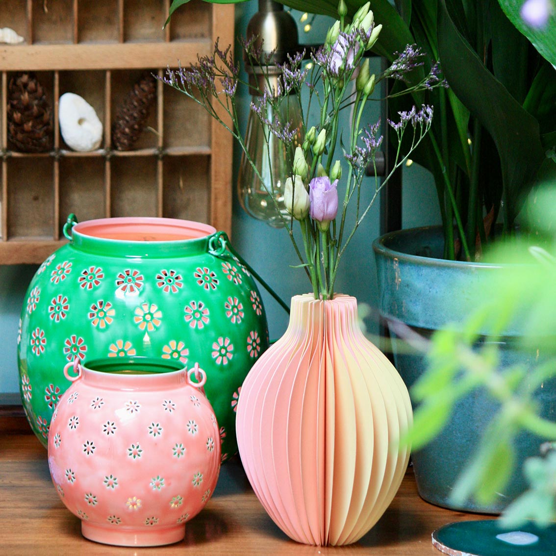 Yellow & Orange Ombre Honeycomb Paper Bud Vase