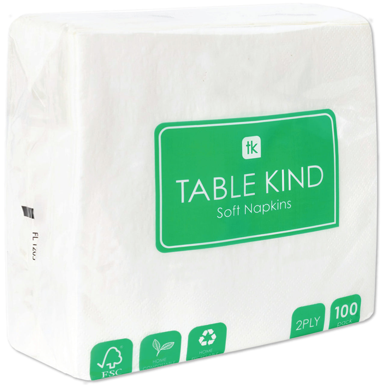 Plain White Compostable Paper Napkins - 100 Pack