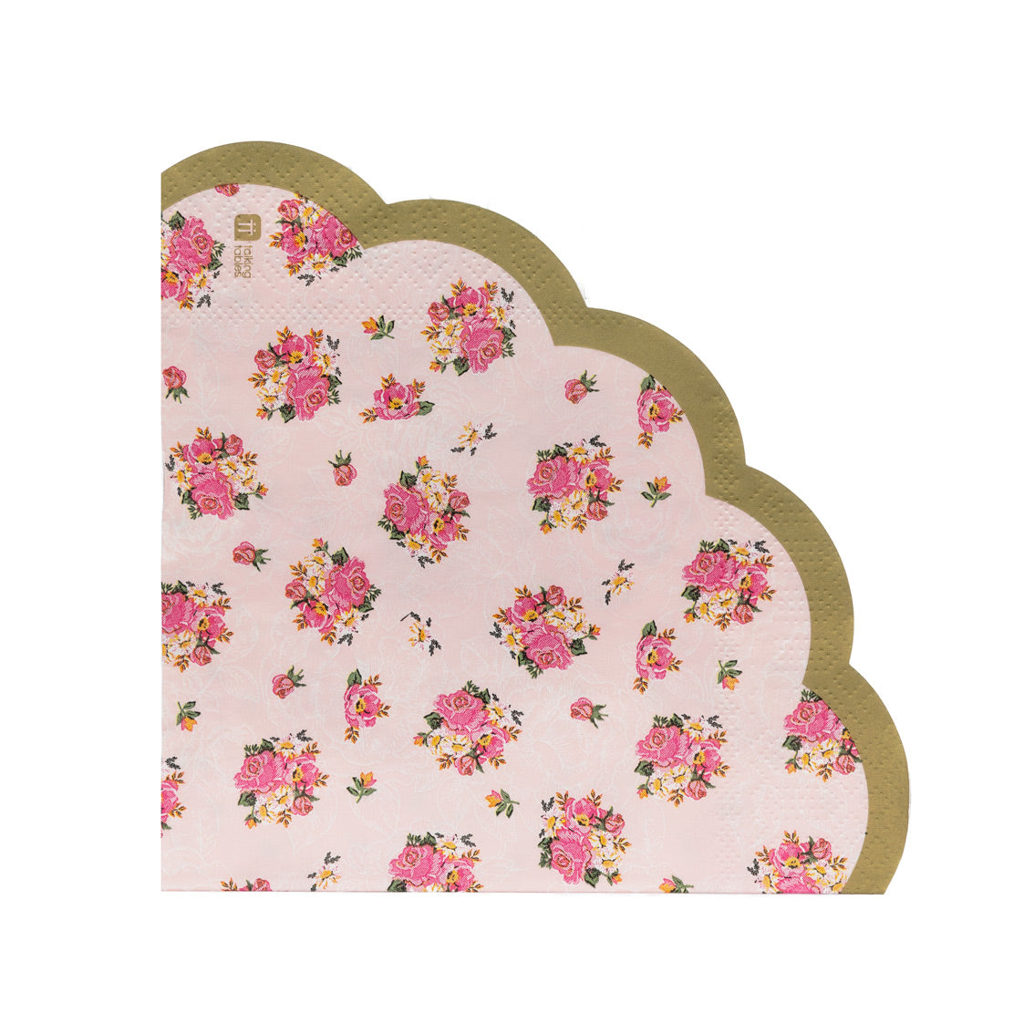 Pink Floral Scalloped Edge Paper Napkins