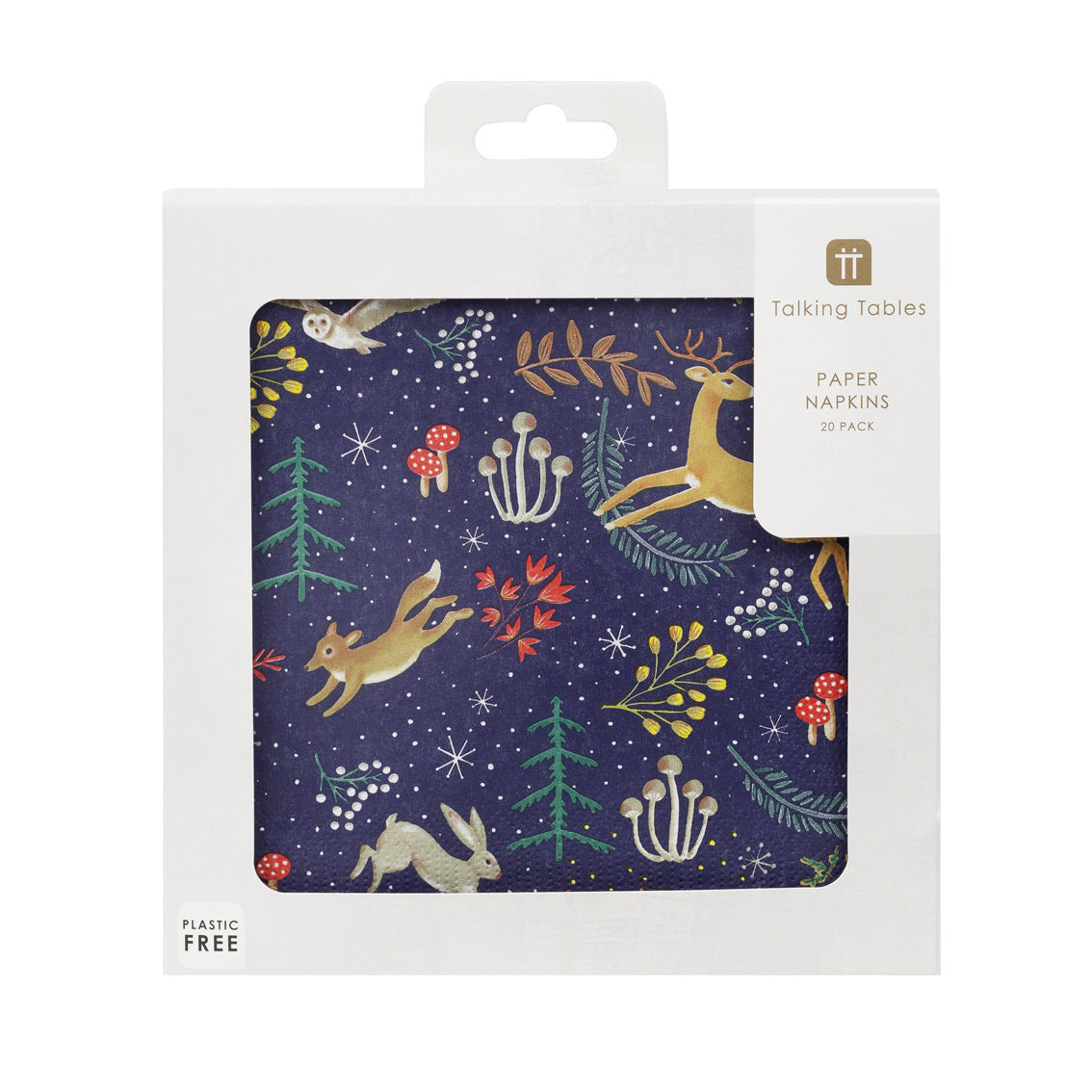 Woodland Flora & Fauna Dark Blue Paper Napkins - 20 Pack