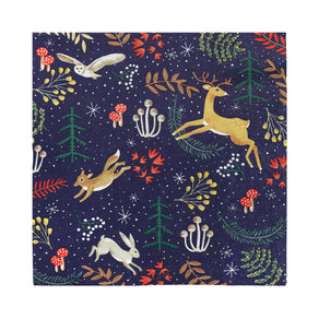 Woodland Flora & Fauna Dark Blue Paper Napkins - 20 Pack