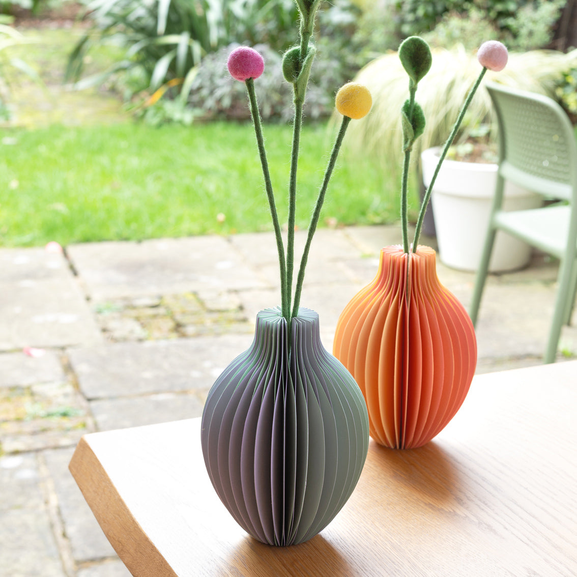 Yellow & Orange Ombre Honeycomb Paper Bud Vase